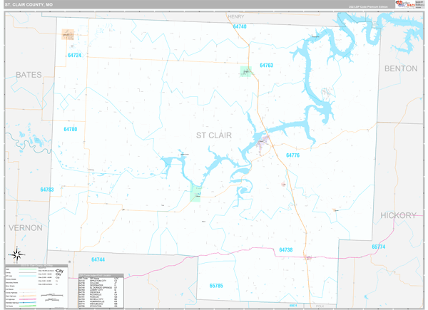 St. Clair County, MO Zip Code Map